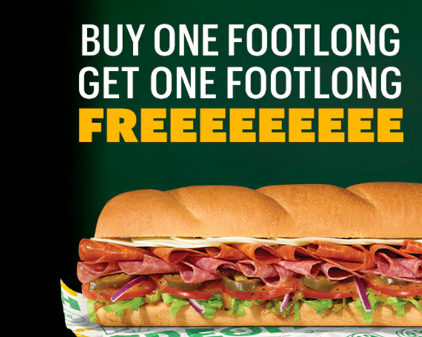 Buy One Get One 50% Free Subway