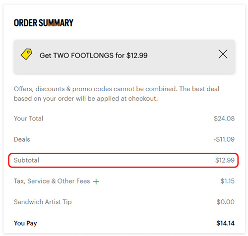 detailed order summary screen