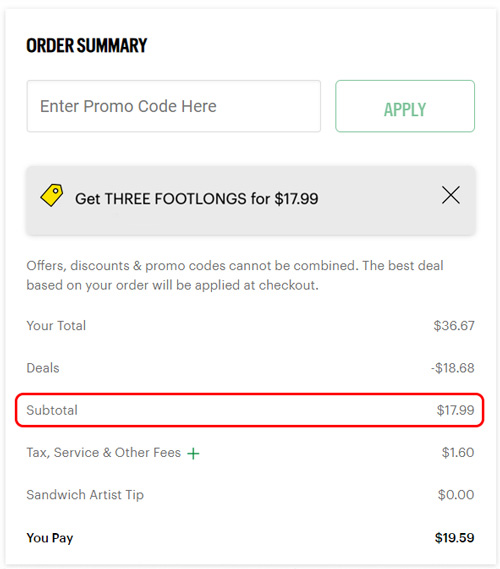 Order summary