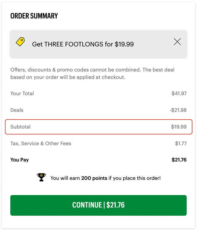 Checkout summary